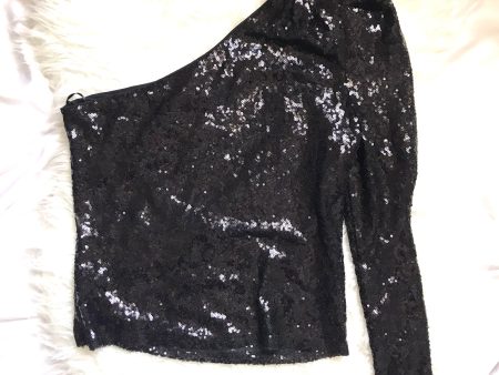 WAYF Black One Shoulder Long Sleeve Sequin Top - Size S Online Sale