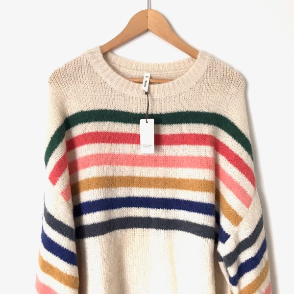 Wishlist Ivory Color Striped Knit Sweater NWT- Size S M Online