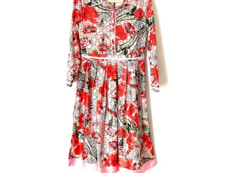 StyleWe Huang Jin Wu Red Floral Pearl Button Up Dress NWT- Size XL (US 6-8) Cheap