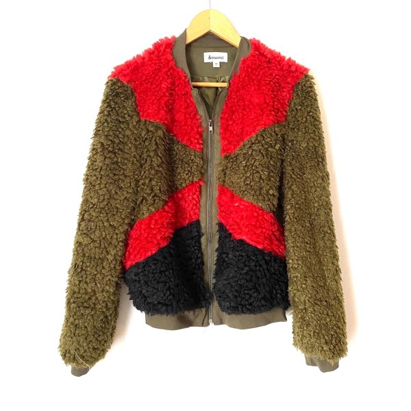 &merci Color Block Sherpa Zipper Jacket- Size M Online Hot Sale