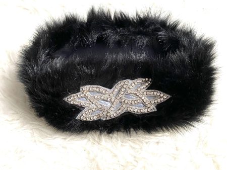 No Brand Black Fur Rhinestone Headband For Cheap