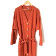 ASOS Rust Faux Button Up Belted Sweater Dress with Side Slits- Size 14 (see notes) Discount