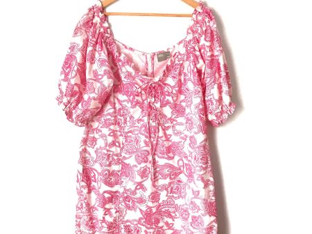 ASOS Pink Paisley Print Lace Up Dress- Size 14 Online Hot Sale