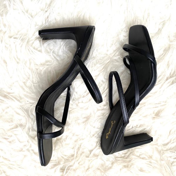 Qupid Black Strappy Heel Sandals- Size 9 Online Hot Sale