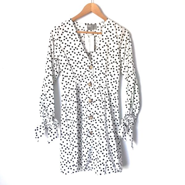 ASOS White & Black Polka Dot Button Up Dress NWT- Size 2 Online now