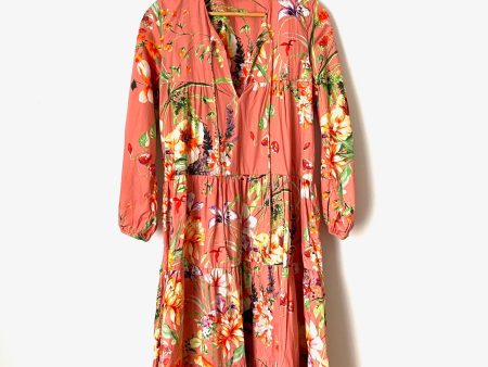 ZARA Floral Tiered Long Sleeve Dress- Size XS Online now