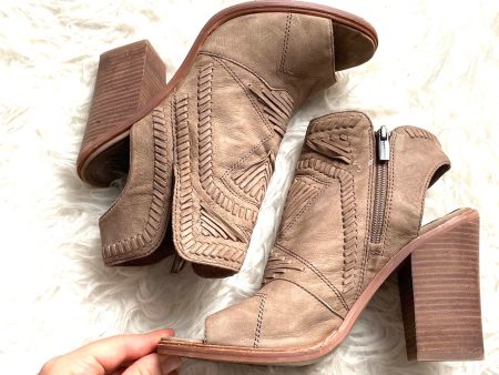 Vince Camuto Tan Peep Toe Block Heel Booties- Size 10 (see notes) For Cheap