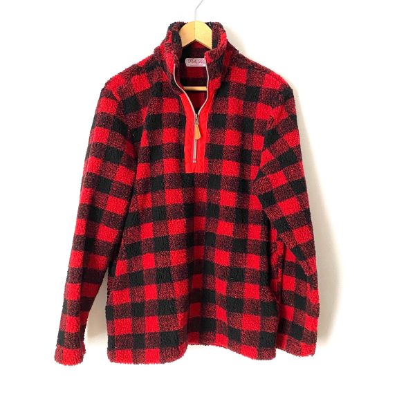 Pink Lily Red Plaid 1 4 Zip Pullover- Size S (sold out online) Fashion