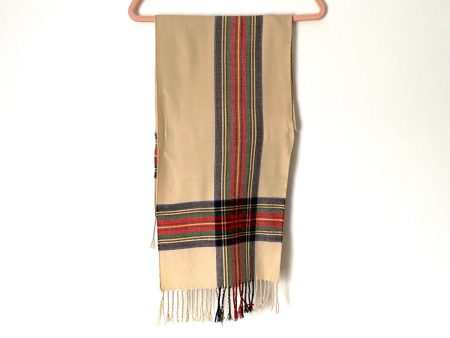 Italy Design Cashmere Feel Beige Plaid Scarf For Sale