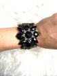 No Brand Metal Cuff With Black Beaded Floral Design Online Hot Sale