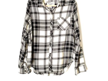 Abercrombie & Fitch Black White Plaid Button Down Top NWT- Size L Hot on Sale