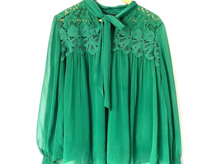 Vici Green “Plaza Lace” Tie Collar Top- Size L (see notes) For Discount