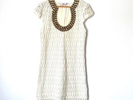 Trina Turk White Lace Dress with Studded Neck Trim- Size 12 Online Sale