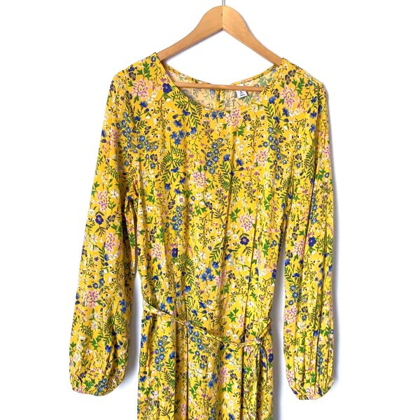 Old Navy Yellow Floral Belted Jumpsuit- Size M Tall Sale