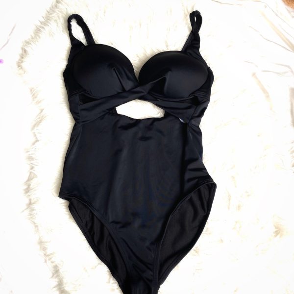 Swimsuits For All Black Padded Front Criss Cross Strap One Piece- Size 12 For Cheap