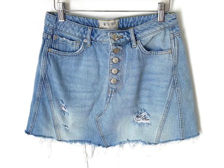 We The Free Light Wash Distressed Denim Skirt- Size 28 For Discount