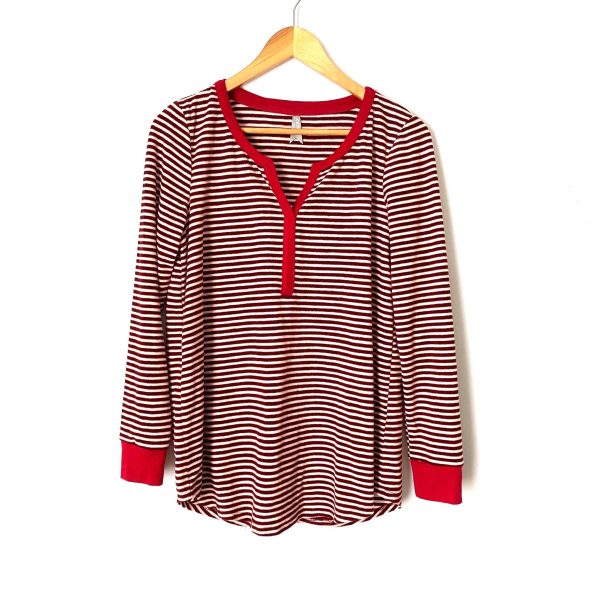 Jockey Red Striped Soft Long Sleeve Top- Size S Online now