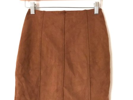 Vestique Brown Faux Suede Elastic Waistband Mini Skirt- Size S Online now