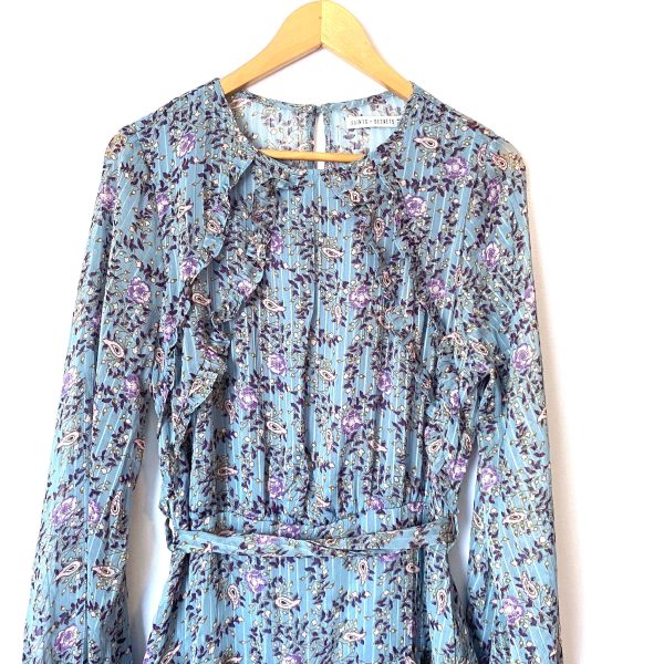 Saints + Secrets Floral Ruffle Dress with Keyhole Back- Size L Hot on Sale