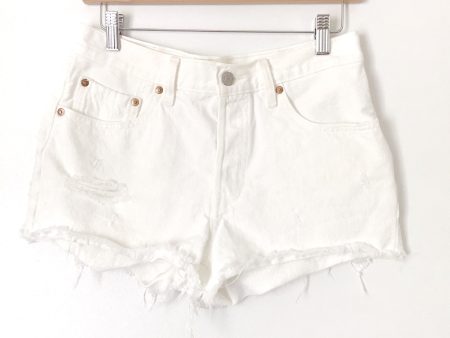 Levi Strauss 501 White Distressed Denim Cutoff Shorts- Size 27 Supply