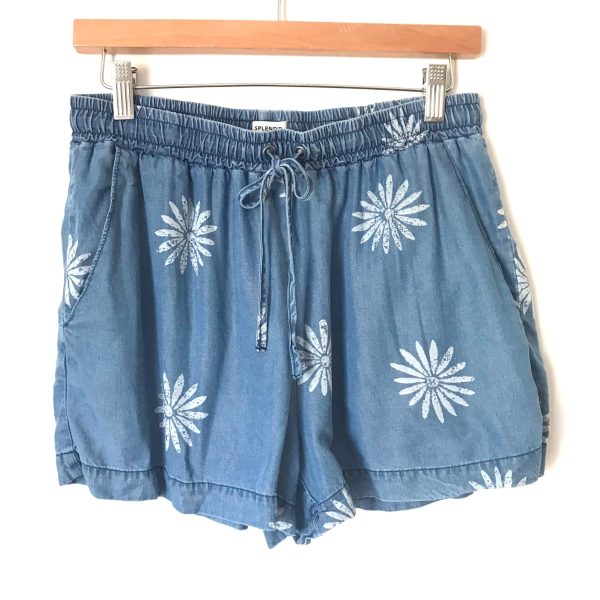 Splendid X Margherita Chambray Daisy Print Drawstring Shorts- Size S Cheap