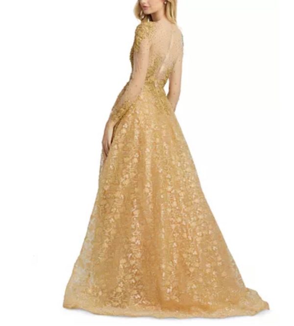 Mac Duggal Gold Lace and Beaded Gown NWT- Size 4 Cheap