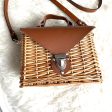 En Creme Woven Rattan and Leather Crossbody NWT For Discount