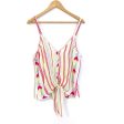 Vestique Bright Striped Button Up Tie Front Tank- Size S Fashion