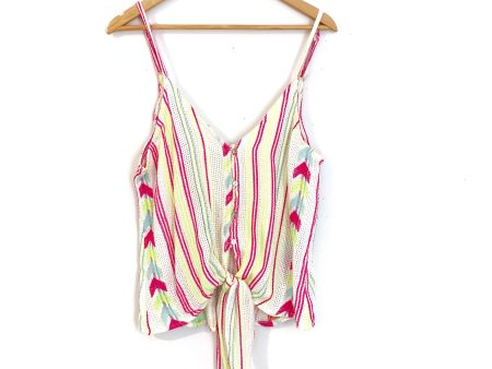 Vestique Bright Striped Button Up Tie Front Tank- Size S Fashion