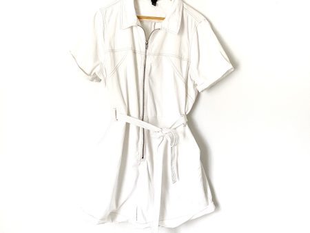 White Fable White Denim Utility Romper- Size XXL For Sale