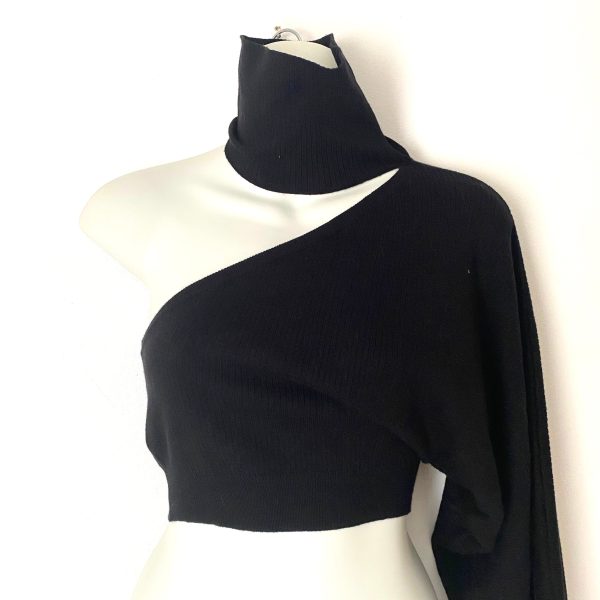 H:ours Black One Shoulder Long Sleeve Turtleneck NWT - Size S Supply