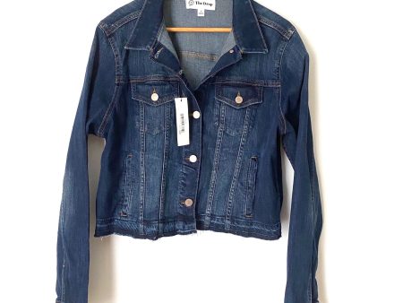 The Drop “Downtown” Cropped Cutoff Dark Wash Denim Jacket NWT- Size XL Hot on Sale