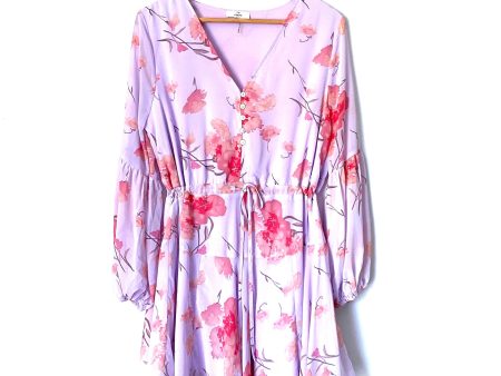 Entro Purple Floral Drawstring Waist Dress- Size M Online Hot Sale