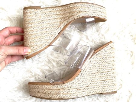 Soda Clear Double Strap Espadrille Wedges- Size 7.5 (LIKE NEW) Cheap