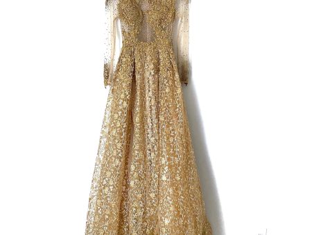 Mac Duggal Gold Lace and Beaded Gown NWT- Size 4 Cheap