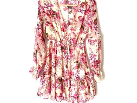 Shein Floral Elastic Waist with Faux Tie Ruffle Dress- Size M Online Hot Sale