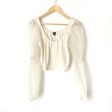 Wild Fable Cream Crop Top with Sheer Sleeves- Size L on Sale