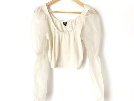 Wild Fable Cream Crop Top with Sheer Sleeves- Size L on Sale