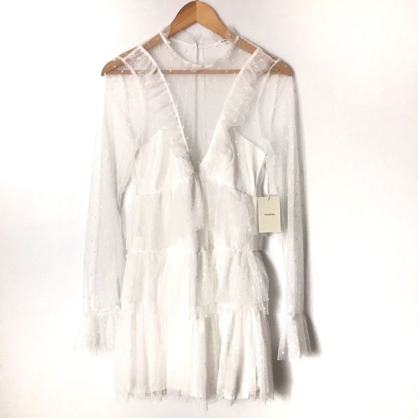 Tularosa White Lace Tiered Ruffle Hem Dress NWT- Size S For Sale