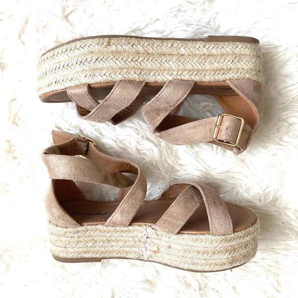 Bamboo Strappy Espadrille Platform Shoes- Size 7 For Discount