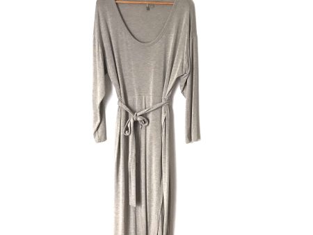 ASOS Grey Long Sleeve Dress with Tie Waist and Front Faux Wrap- Size 14 Cheap