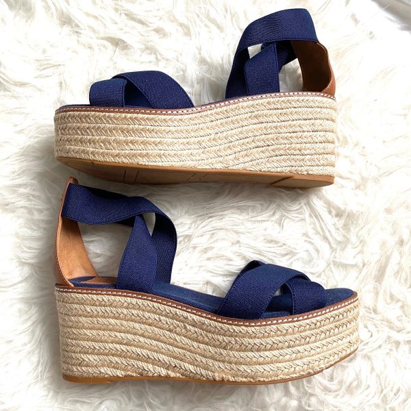 Tory Burch Navy Espadrille Wedges- Size 10 (brand new condition) Sale