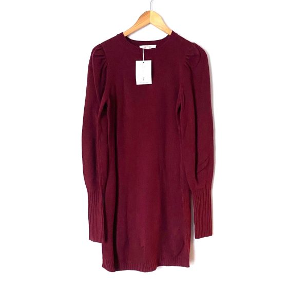 WAYF Burgundy Puff Sleeve Sweater Dress NWT- Size XS (sold out online) Cheap