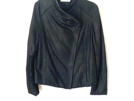 Tahari Black Genuine Leather Zip Up Jacket- Size L Cheap