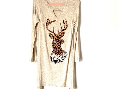 Zutter Animal Print Reindeer Merry Christmas Soft Sleep Shirt- Size S For Cheap