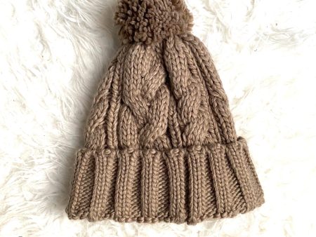 No Brand Brown Cable Knit Pom Pom Hat Hot on Sale