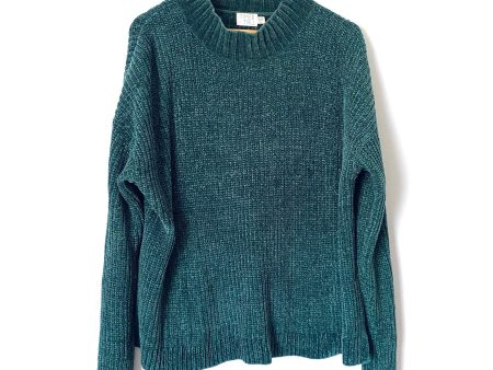 Time and Tru Dark Green Chenille Mock Neck Sweater- Size XXL (20) on Sale