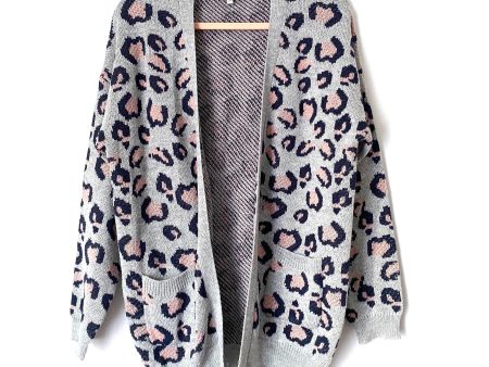 Hayden Grey Animal Print Cardigan- Size S M on Sale