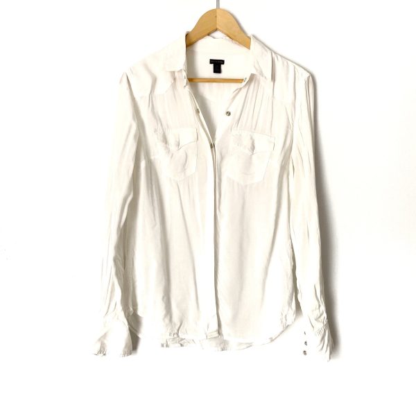 True Religion White Snap Up Blouse- Size S on Sale