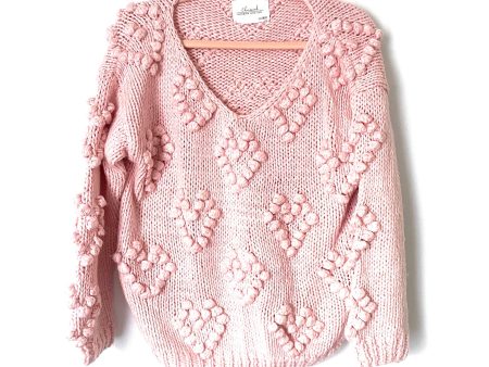 Chicwish Pink Heart Bubble Knit Sweater- Size ~ S Sale